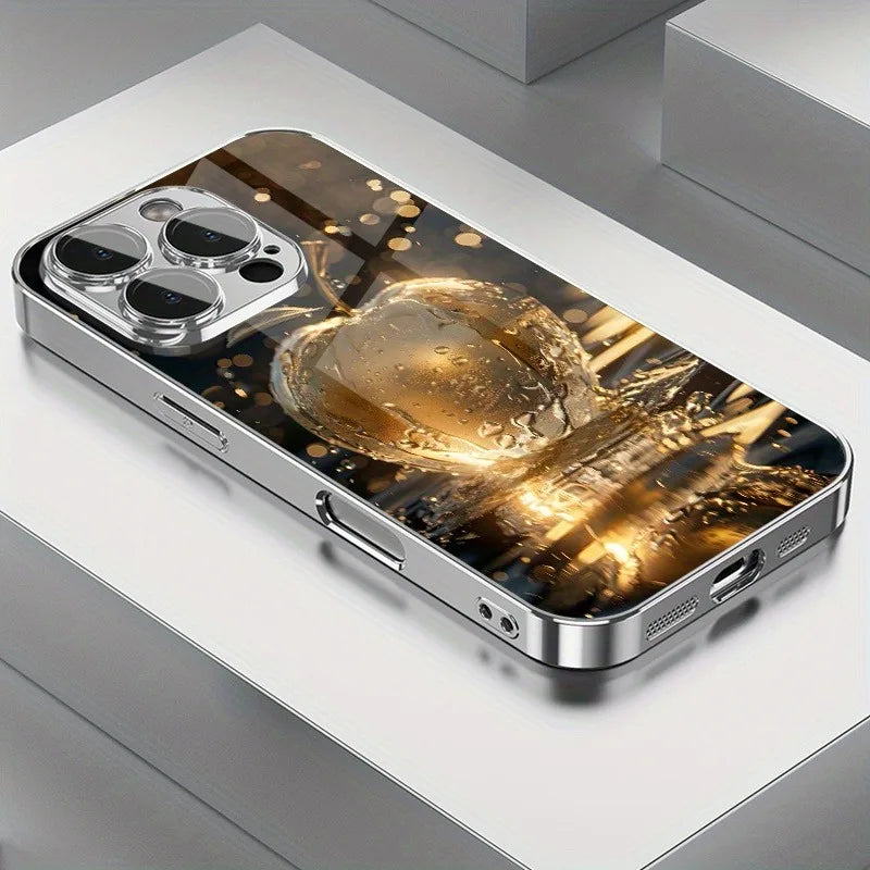 Coque Crystal Water Drop pour iPhone 17 16e 16 15 14 13 12 Mini 11 Pro XS Max XR X 8 7 6 Air Plus Tempered Glass Cover