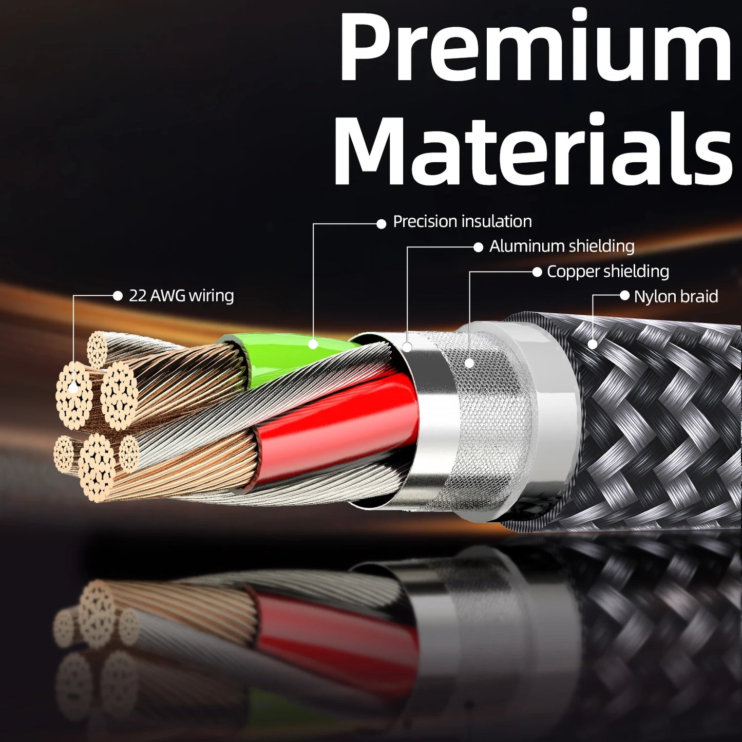 Cable de 3m  en Nylon tressé pour iphone 17 16 15 et 14 13 12 11 Pro Max