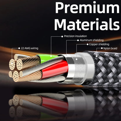Cable de 3m  en Nylon tressé pour iphone 17 16 15 et 14 13 12 11 Pro Max